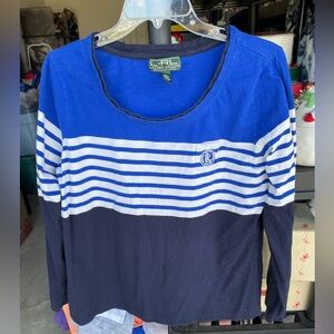 Lauren ralph Lauren active long sleeve nautical striped embroidered logo shirt